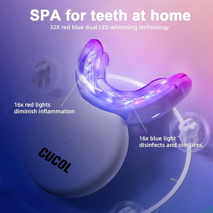 Teeth Whitening Kit With Gel Pen Strips,32X LED Light